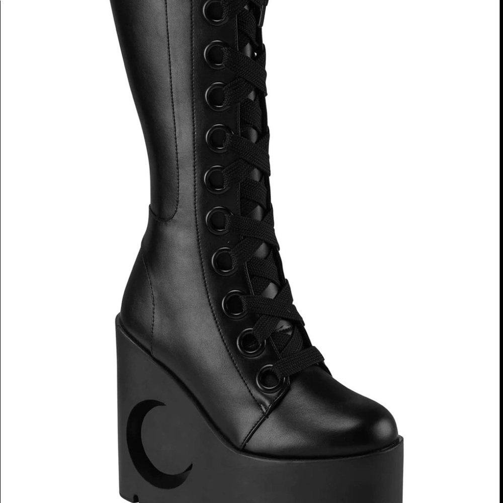 Black Platform Lace-Up Boots